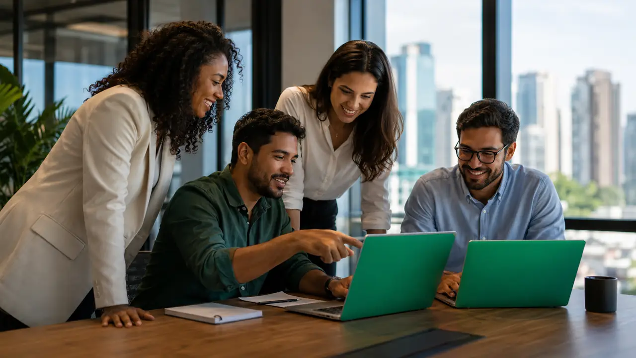 Equipe brasileira analisando licitações no Licytá